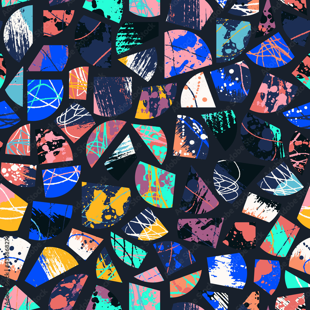 Poster grunge abstract pattern. colorful grunge background. abstract terrazzoo mozaic shapes. grungy splatt
