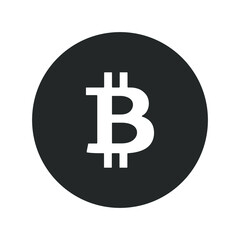 Bitcoin icon amblem black and isolated vector illustration