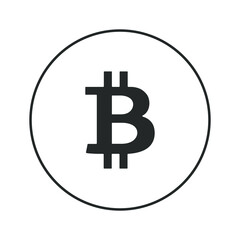 Bitcoin icon amblem black and isolated vector illustration
