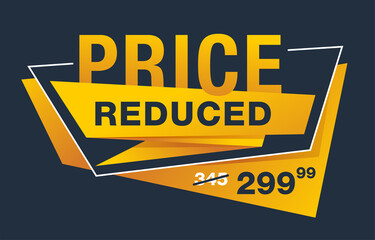 Price Reduced banner on yellow background 