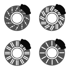 set of disc brake isolated icon on white background, auto service, repair, car detail - 436869256