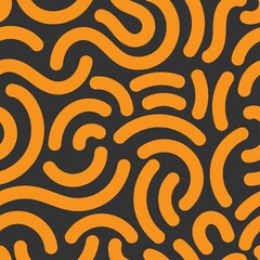 Seamless abstract pattern on dark background. Vector image. Doodle style. Graphic contour ornament.