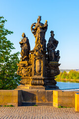 Statues of Saints Barbara, Margaret and Elizabeth on Charles Bridge in Prague