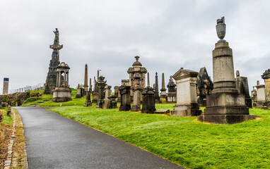 Fototapeta premium A view across the Necropolis in Glasgow on a summers evening