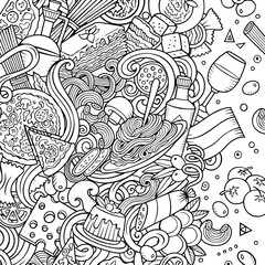 Cartoon vector doodles Italian food frame