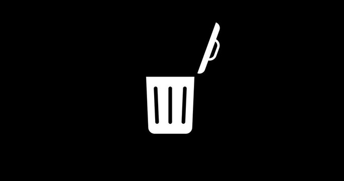 Trash bin animation. Recycle bin with open lid animation. Open and closed cap of trash can. 4k video in 60 fps with editable background. 