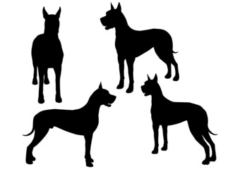 set of Dogs vector silhouette illustration isolated on white background