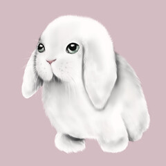 Cute illustration white bunny. Abstract illustration. 