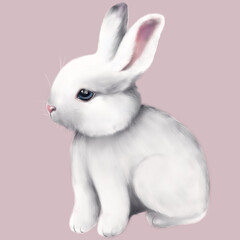 Cute illustration white bunny. Abstract illustration. 
