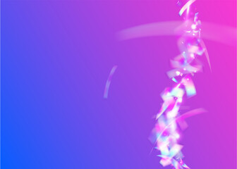 Obraz na płótnie Canvas Hologram Glare. Glitch Background. Flying Art. Bright Foil. Shiny Element. Party Realistic Backdrop. Bokeh Sparkles. Blue Disco Texture. Purple Hologram Glare