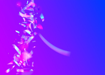 Obraz na płótnie Canvas Cristal Tinsel. Fiesta Art. Purple Metal Background. Iridescent Glitter. Bokeh Sparkles. Fantasy Foil. Party Flyer. Blur Realistic Backdrop. Blue Cristal Tinsel