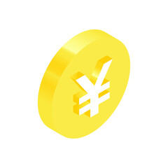 Isometric Currency Yellow Icon. Modern Flat Vector Illustration. Yen Currency Sign. Social Media Template.