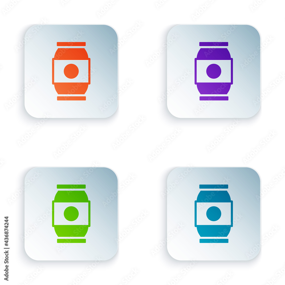 Poster color beer can icon isolated on white background. set colorful icons in square buttons. vector