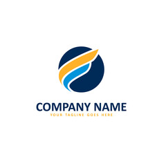 letter F double swash with planet logo icon