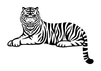 Illustration of a tiger on a white background.