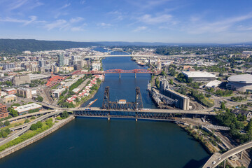 Fototapeta premium Portland Skyline from Above During the Day