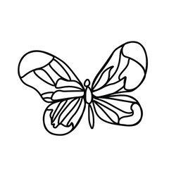 One vector scary butterfly halloween.Simple illustration of black line elements hand drawn in doodle style on white isolated background.Design for greeting cards,web,social media,packages,decorations.