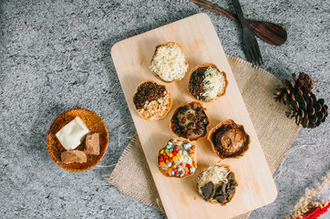 Martabak Manis is Indonesia dessert. Sweet Martabak with chocolate, cheese, peanut. this picture in...