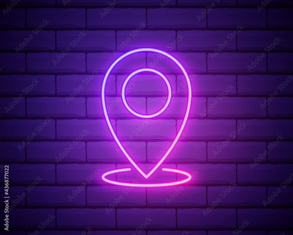 Poster pin neon style icon. simple thin line, outline vector of web icons for ui and ux, website or mobile 