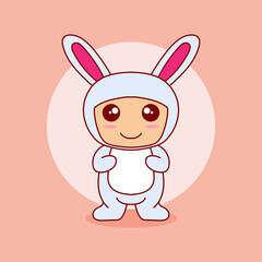 Vector illustration of cute kawaii rabbit. suitable for mascot or sticker