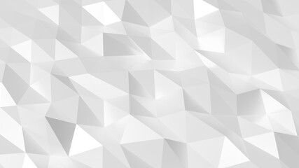 Fototapeta premium Low poly white abstract background crumpled triangles surface, texture wall decoration, 3D Render illustration