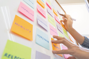 Designer brainstorming application for mobile Creative digital. user experience UX. User Interface Design UI