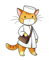 doctor cat vector illustration for children 