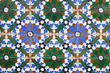 Fototapeta premium Textura con Azulejos o Texture with Tiles en el pueblo de Cartaya, provincia de Huelva, comunidad autonoma de Andalucia o Andalusia, pais de España o Spain