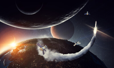 Image of outer space. . Mixed media