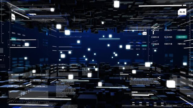 HUD Futuristic Digital 3D Cubic Combine Element Infographic Report Statistic Display.