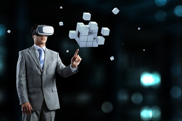 Man wearing virtual reality goggles