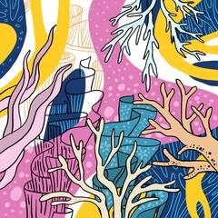 coral image pattern watercolor and ink abstract background