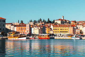 Cozy and quiet town of Rovinj with beautiful colorful houses on the Istrian peninsula, Adriatic sea