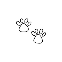 Doodle animal footprints. Isolated on white background drawing for prints, poster, cute stationery, travel design. Hand-drawn vector. Camping