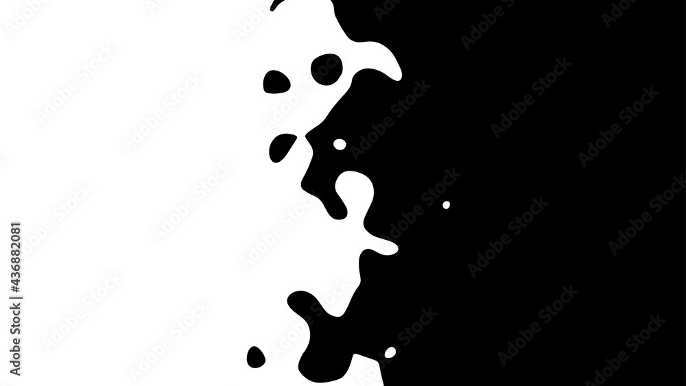 Poster the transition from black to white with uneven border line, interpenetration of colors. vector illus