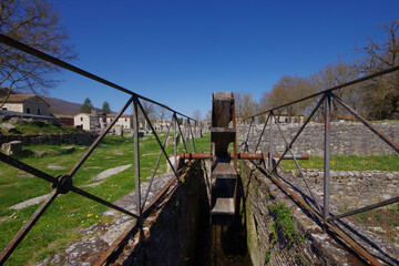 Fototapeta premium Sepino - Molise - Italy - Archaeological site of Altilia: Wheel of the water mill