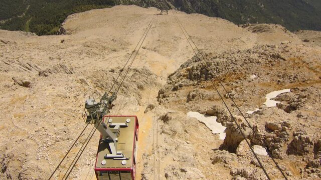 Funicular moving in the mountains of Turkey.