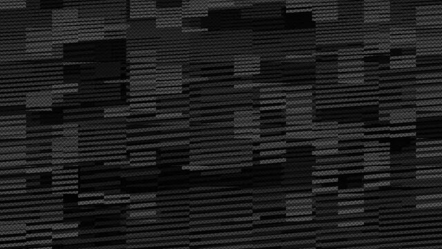 Glitched monochrome abstract background with a digital signal error and collapsing data. Element of design. Dancefloor musical abstract background. Vj loop club animation. Motion graphic design.