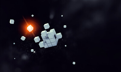Glowing cubes. Innovation and creativity concept