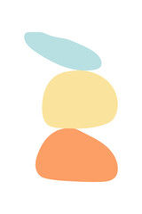 Color abstract zen stones. Flat style. Meditation, relax, spa, yoga, balance, nature concept. Boho colors. Simple flat vector illustration isolated on color background. Design element.