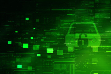 2d illustration car Safety concept: Closed Padlock on digital background