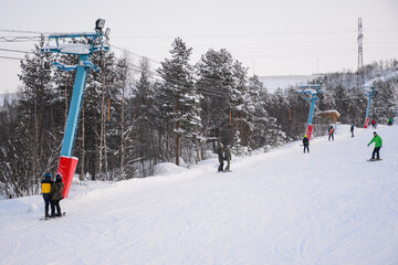 MURMANSK, RUSSIA - FEBRUARY 10, 2021: Nord Star ski complex located in Murmansk