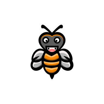 Simple Mascot Vector Logo Design of Bee Honey