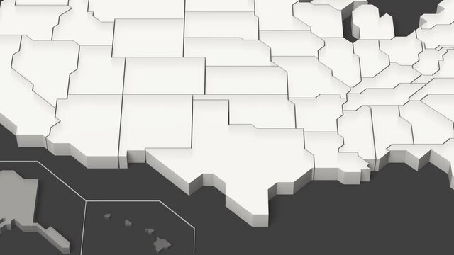 アメリカ合衆国地図の3Dアニメーション