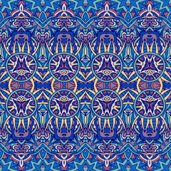 Seamless vector blue arabesque pattern for tiles and fabric pattern ornamental.