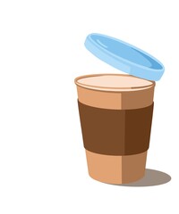 Cup of coffee illustration in flat style on white 