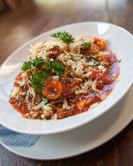 shrimp tomato sauce and grated parmesan with spices