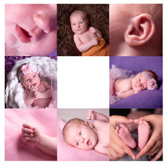 Collage of different photos of babies and family moments