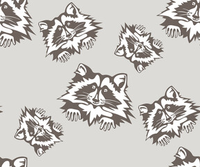 Vector background hand drawn racoon. Hand drawn ink illustration. Modern ornamental decorative background. Print for textile, cloth, wallpaper, scrapbooking - 436891019