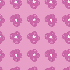 Lilac colored seamless floral pattern with hand drawn scandi flowers ditsy backdrop. Organic backdrop.